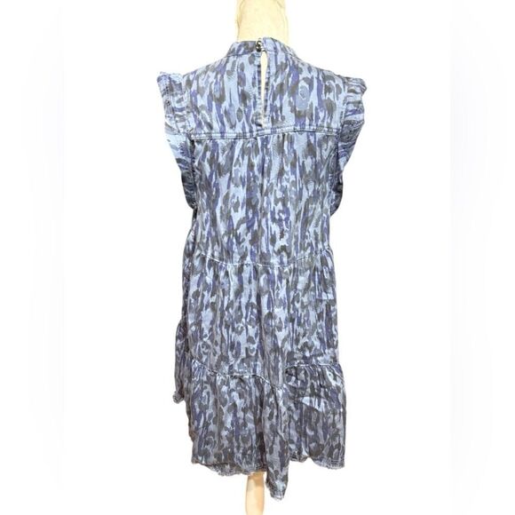 Anthropologie Jenee Tiered Ruffle Sleeve Animal Print Tunic Dress - Picture 4 of 5